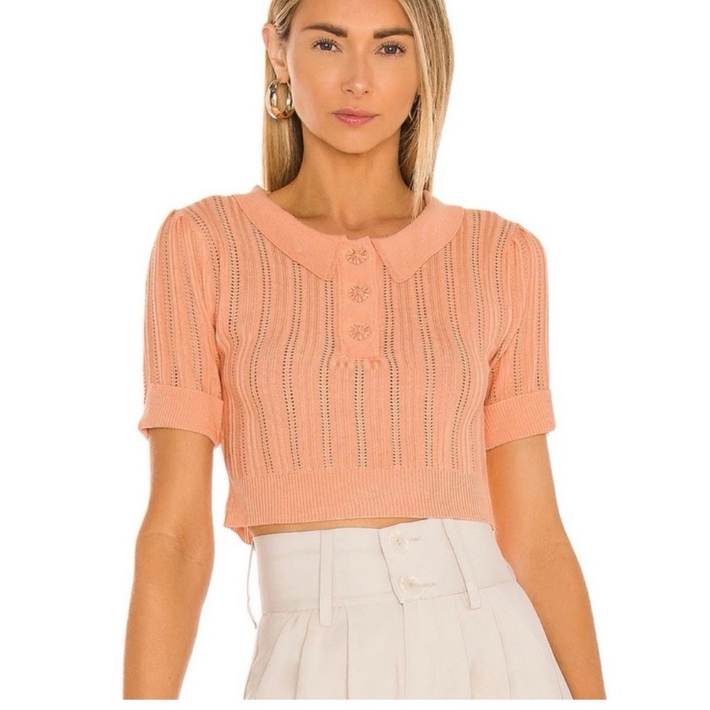 For Love And Lemons Orange Ribbed Crop Top